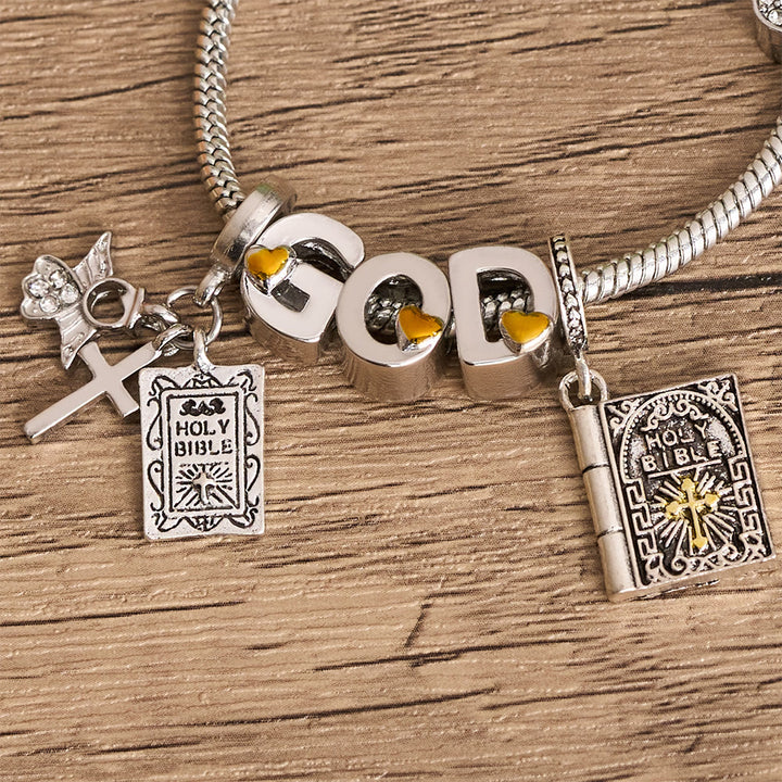 Christianartworkshop GOD & Bible Charm Bracelet with Cross and Scripture Beads: A Symbol of Unwavering Faith and Divine Love - image 4
