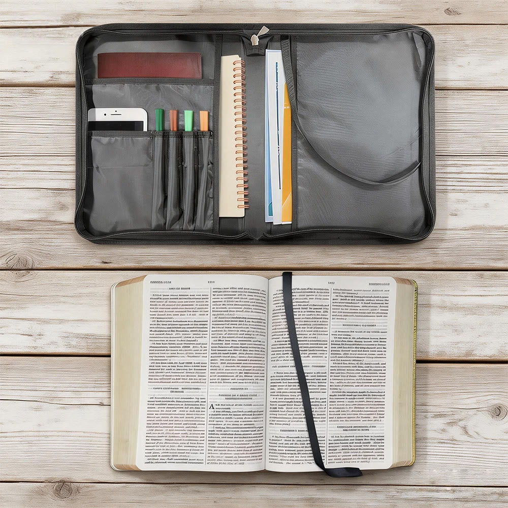 Christianartworkshop Fall in Love with Jesus Floral & Pumpkin Zippered Bible Cover - image 6
