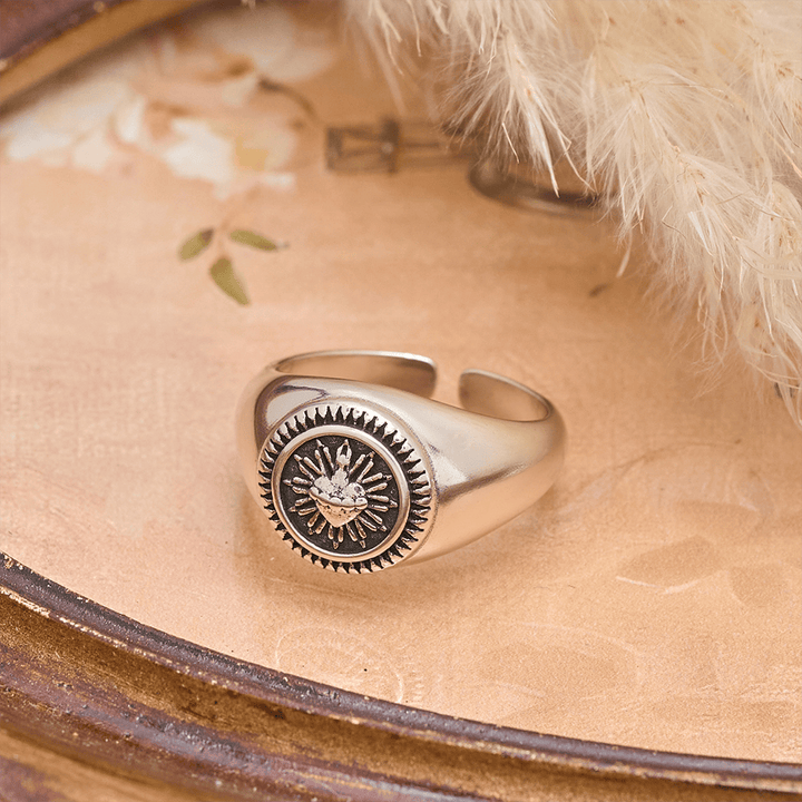 Christianartworkshop Sacred Heart Adjustable Signet Ring: A Symbol of Divine Love and Heavenly Devotion - image 5
