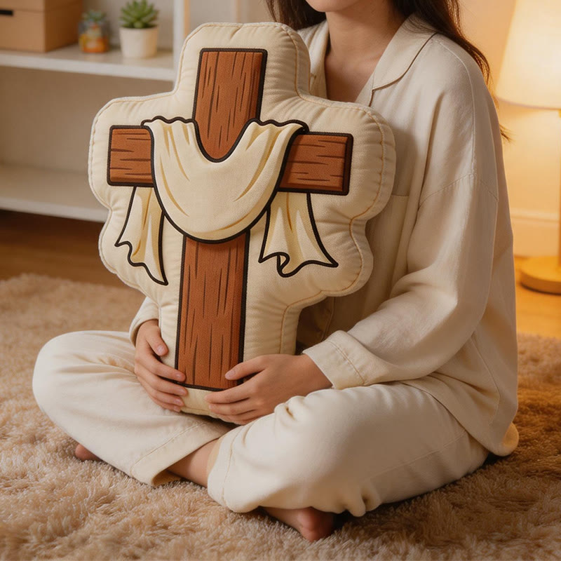 Christianartworkshop Cross Shaped Plush Pillow with Draped Cloth: Faith-Inspired Cozy Home Decor - image 3
