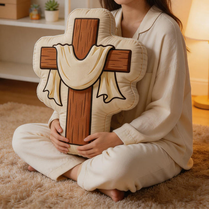 Christianartworkshop Cross Shaped Plush Pillow with Draped Cloth: Faith-Inspired Cozy Home Decor - image 3