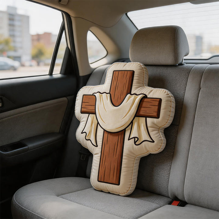 Christianartworkshop Cross Shaped Plush Pillow with Draped Cloth: Faith-Inspired Cozy Home Decor - image 2