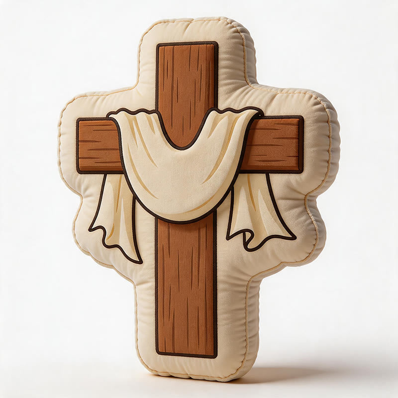 Christianartworkshop Cross Shaped Plush Pillow with Draped Cloth: Faith-Inspired Cozy Home Decor - image 4