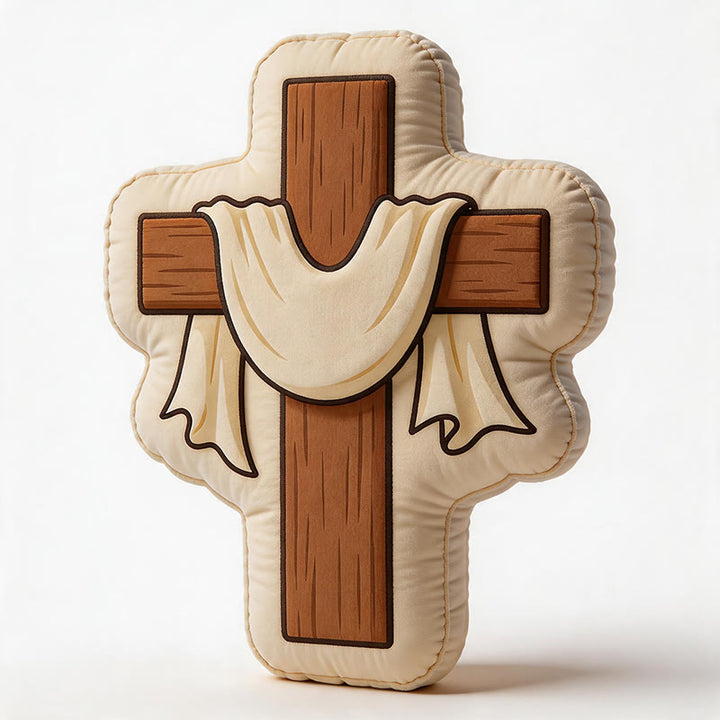Christianartworkshop Cross Shaped Plush Pillow with Draped Cloth: Faith-Inspired Cozy Home Decor - image 4