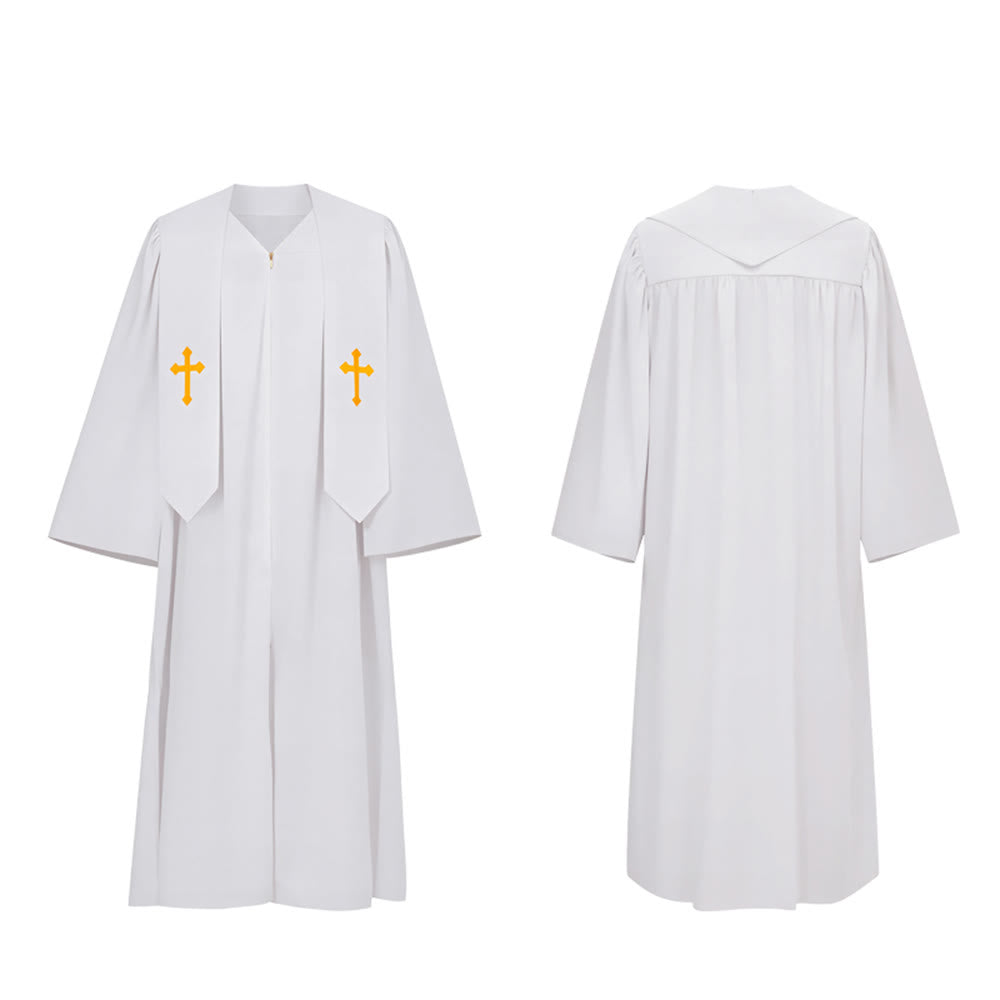 Christianartworkshop Elegant Black & White Clergy Robes: Golden Cross Detail - image 4