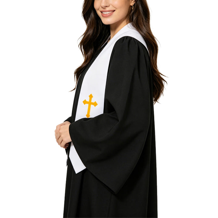 Christianartworkshop Elegant Black & White Clergy Robes: Golden Cross Detail - image 14