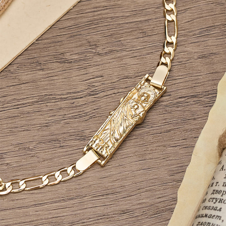 Christianartworkshop Figaro Chain Bracelet with Marian & St. Jude Devotional Medallions: A Symbol of Divine Protection - image 10