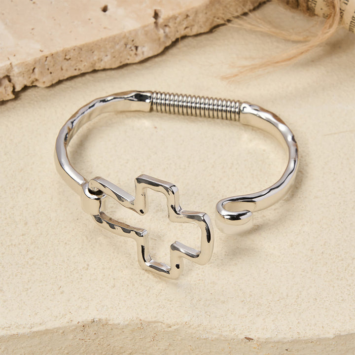 Christianartworkshop Hammered Cross Bangle & Ring Set: A Symbol of Faith and Refined Simplicity - image 11