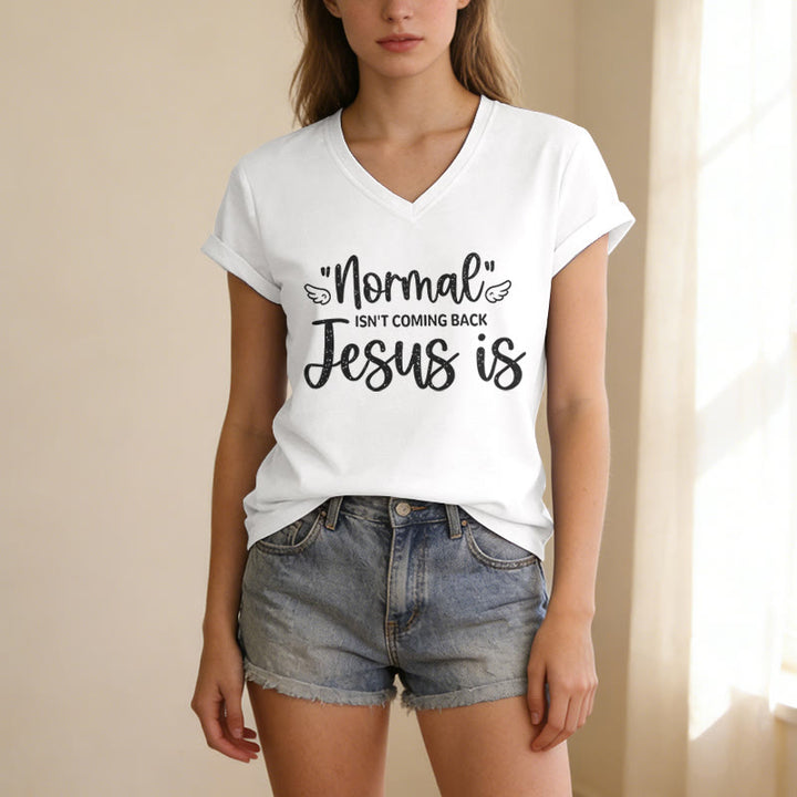 Christianartworkshop Normal Isn't Coming Back Casual V-neck T-shirt - image 7