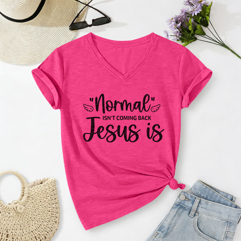 Christianartworkshop Normal Isn't Coming Back Casual V-neck T-shirt - image 25