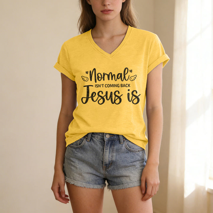 Christianartworkshop Normal Isn't Coming Back Casual V-neck T-shirt - image 1