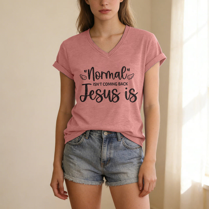 Christianartworkshop Normal Isn't Coming Back Casual V-neck T-shirt - image 11