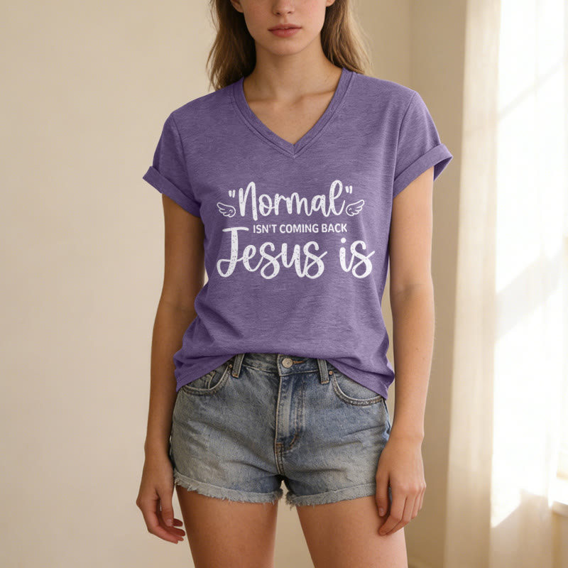 Christianartworkshop Normal Isn't Coming Back Casual V-neck T-shirt - image 17