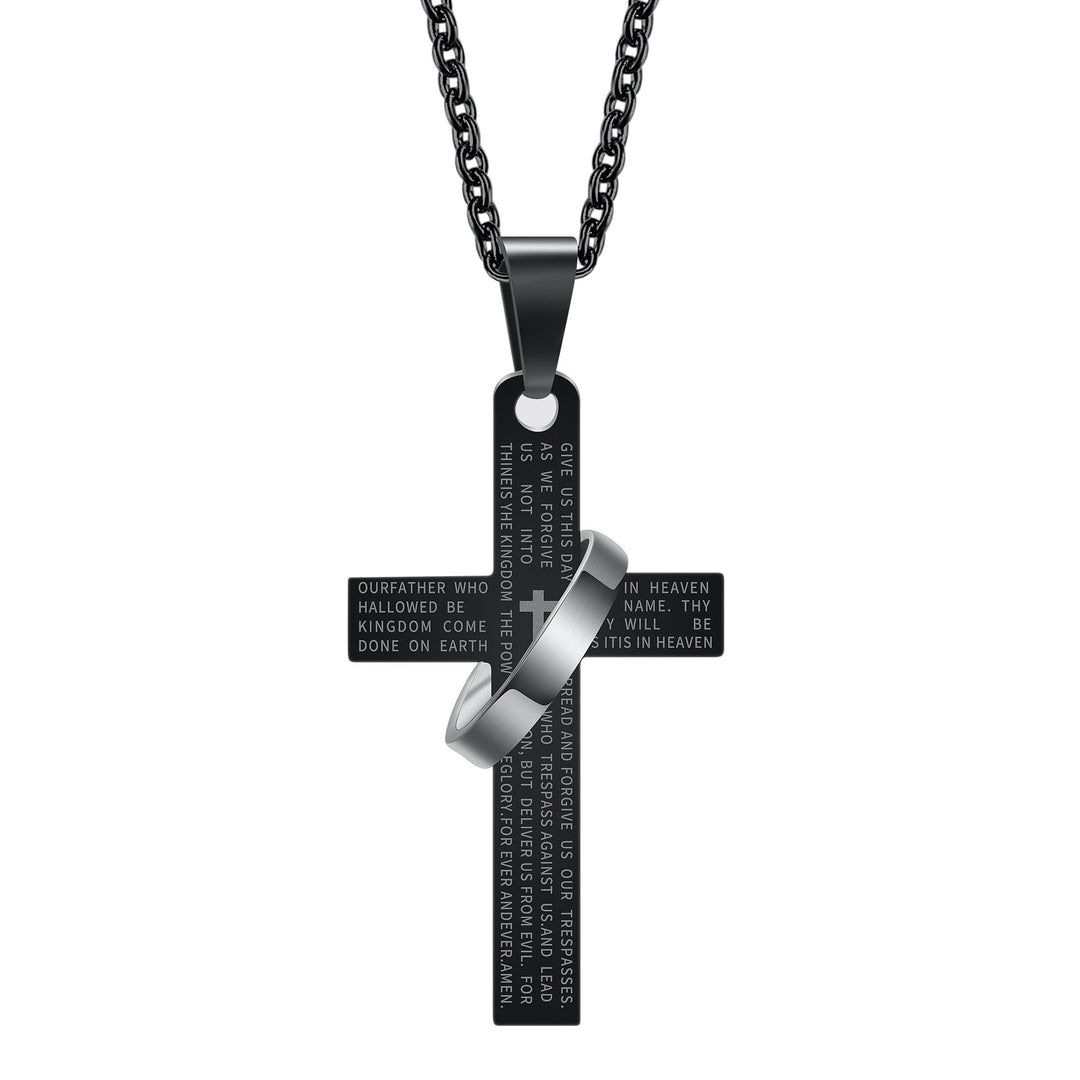 Christianartworkshop Lord’s Prayer Engraved Cross Pendant Necklace with Spinning Ring - image 2