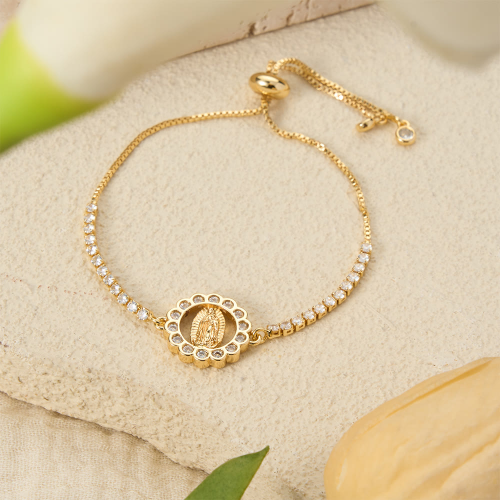 Christianartworkshop Our Lady Centered Adjustable Bolo Bracelet, Symbol of Divine Grace - Scallop&Our Lady - image 31