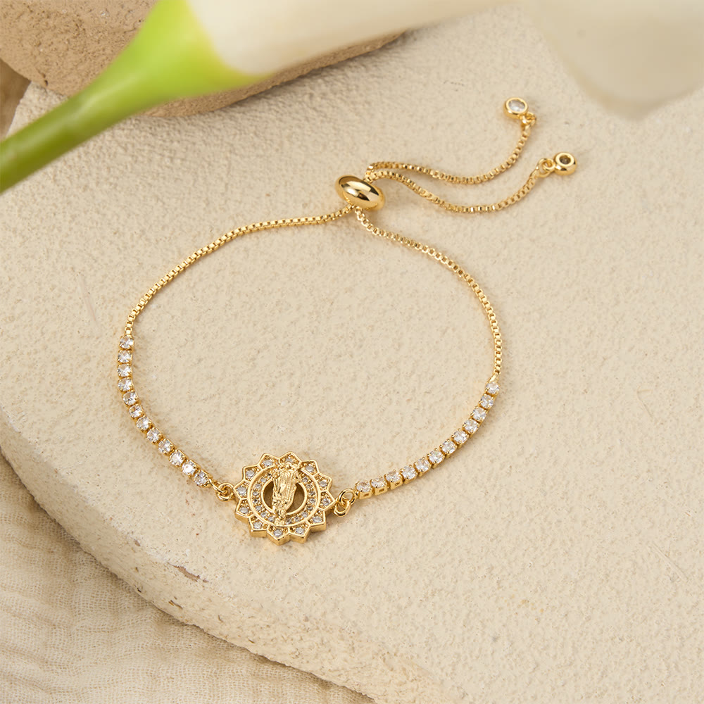 Christianartworkshop Our Lady Centered Adjustable Bolo Bracelet, Symbol of Divine Grace - Starburst&Our Lady - image 20