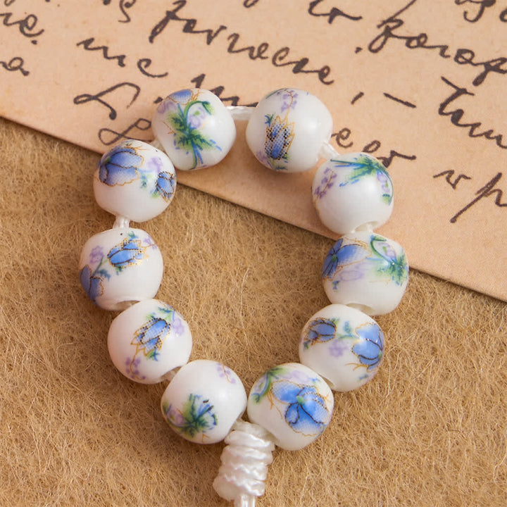 Christianartworkshop Blue Floral Ceramic Finger Rosary with Our Lady Devotion - image 5