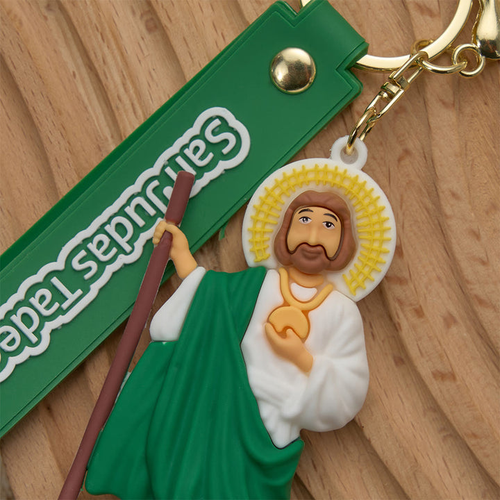 Christianartworkshop Our Lady of Guadalupe & St. Jude Devotional Keychain: Emblem of Faith & Spiritual Protection - image 2