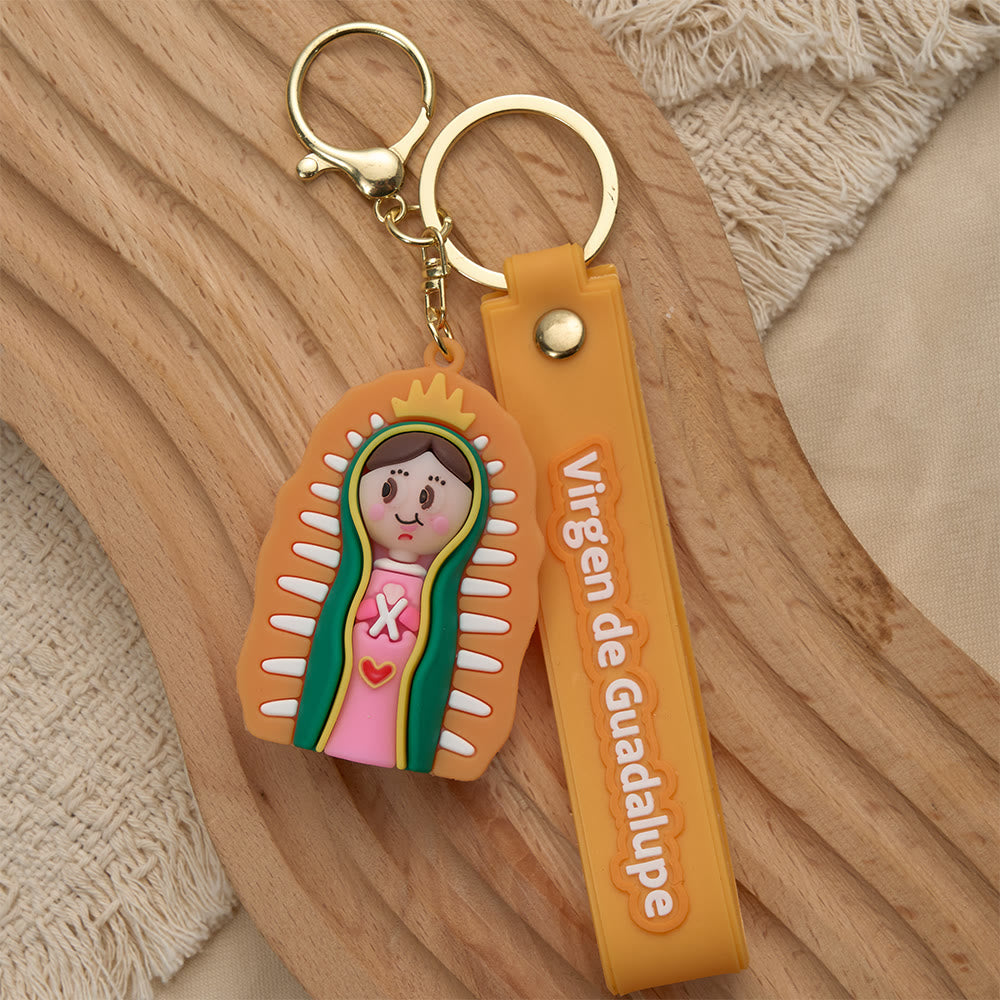 Christianartworkshop Our Lady of Guadalupe & St. Jude Devotional Keychain: Emblem of Faith & Spiritual Protection - Yellow Our Lady - image 5