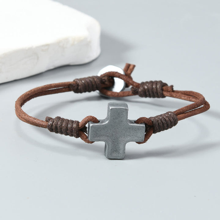 Christianartworkshop Antiqued Metal Cross on Braided Leather Cord: An Emblem of Steadfast Belief - image 3