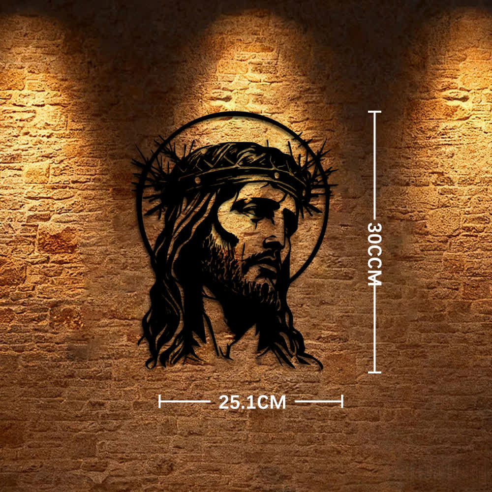 Christianartworkshop Sacred Jesus with Crown of Thorns Metal Wall Decor - 9.88"*11.81"*0.04''/25.1cm*30cm*0.1cm - image 8