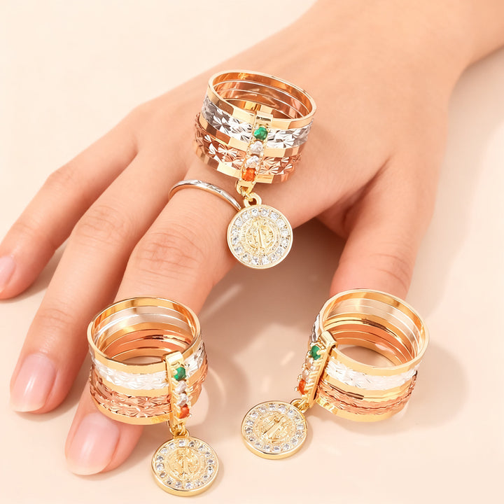 Christianartworkshop Multi-Tiered Marian Devotion Ring with Dangling Medal: A Daily Symbol of Hope and Encouragement - image 2