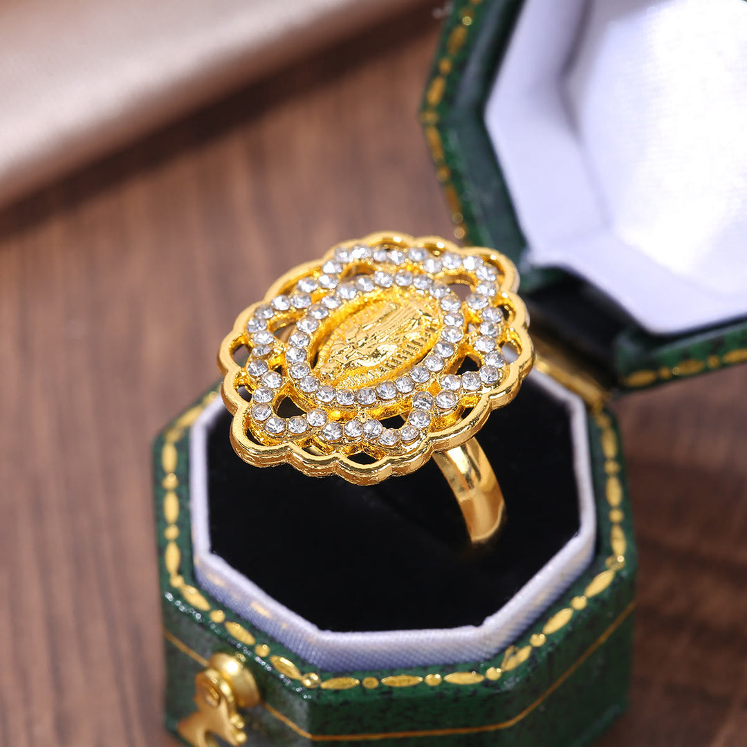Christianartworkshop Ornate Lace-Edge Marian Ring with Zirconia Halo: A Symbol of Devotion - image 3