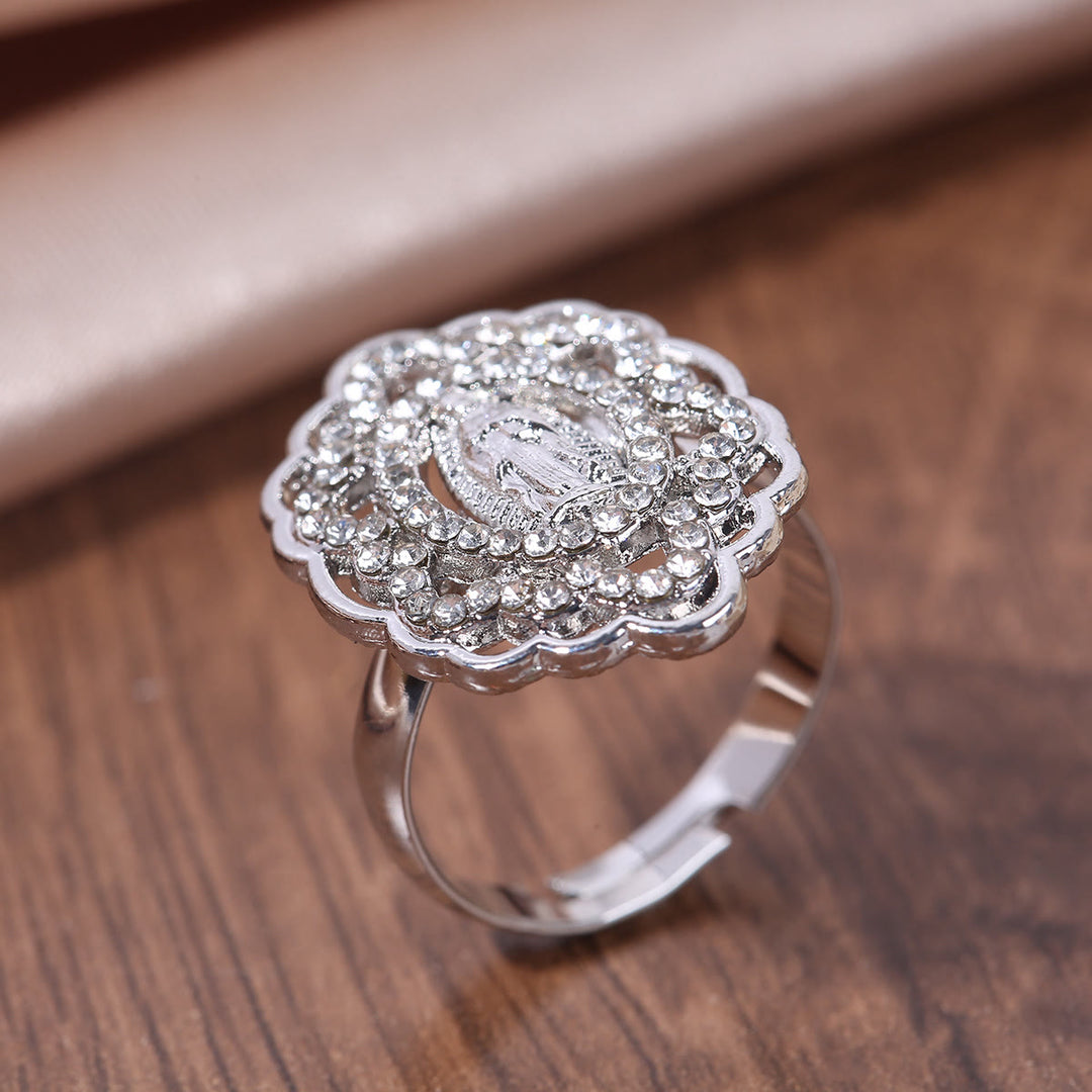 Christianartworkshop Ornate Lace-Edge Marian Ring with Zirconia Halo: A Symbol of Devotion - image 5