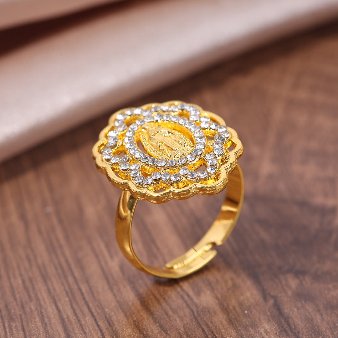 Christianartworkshop Ornate Lace-Edge Marian Ring with Zirconia Halo: A Symbol of Devotion - image 2