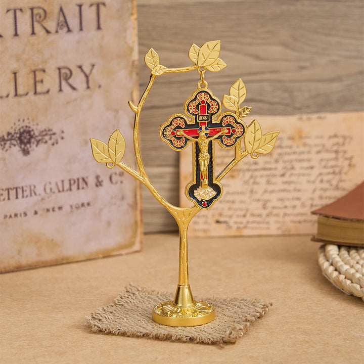 Christianartworkshop Life Tree Desktop Decor with Hanging Crucifix Charm: An Emblem of Devotion and Renewal - image 3