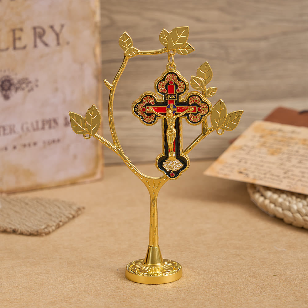 Christianartworkshop Life Tree Desktop Decor with Hanging Crucifix Charm: An Emblem of Devotion and Renewal - image 4