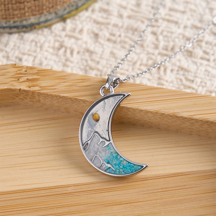 Christianartworkshop Mustard Seed Crescent Moon & Cross Necklace: Turquoise Inlay & Silver-Tone Design - Moon - image 4