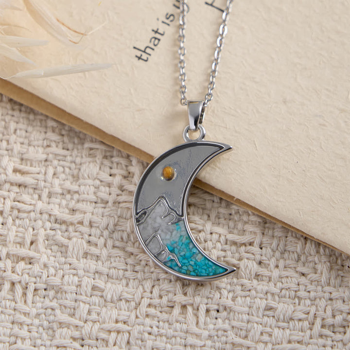 Christianartworkshop Mustard Seed Crescent Moon & Cross Necklace: Turquoise Inlay & Silver-Tone Design - image 5