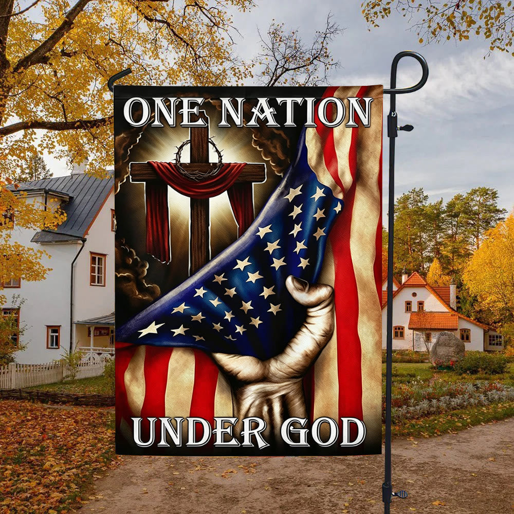 Christianartworkshop One Nation Under God Cross & American Flag Garden Flag: A Token of Faith & Patriotism - image 4