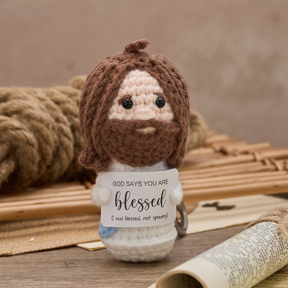 Christianartworkshop Crochet Jesus Doll with Blessing Card: Emblem of Divine Affirmation & Comfort - image 3