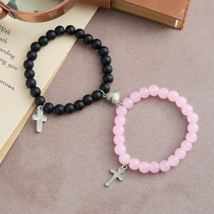 Christianartworkshop Glowing Cross Matching Beaded Bracelets with Magnetic Heart Clasp: A Symbol of United Faith & Shared Love - image 13