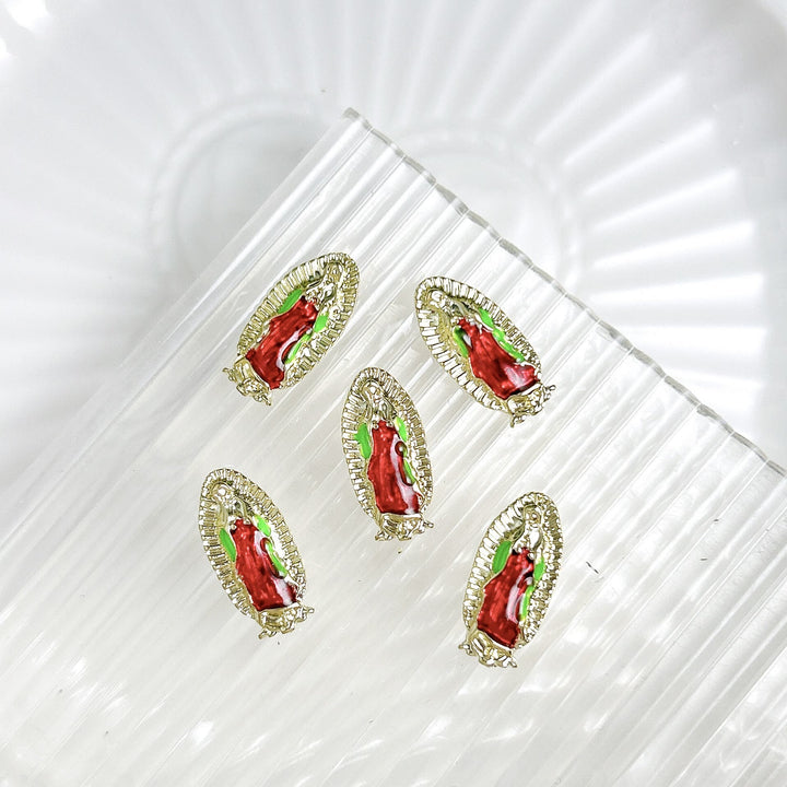 Christianartworkshop Our Lady of Guadalupe Enamel Nail Art Charms: Walk in the Path of Sacred Style - Red(A Pack of 10 pcs) - image 0