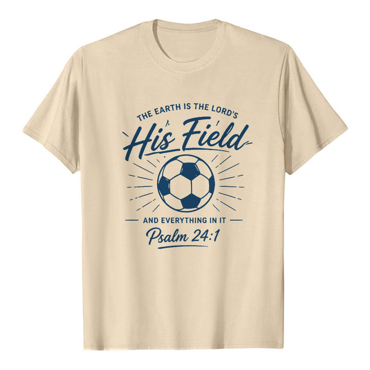 Christianartworkshop Psalm 24:1 His Field Soccer Faith Premium Short Sleeve T-Shirt - Beige - 2XL - image 7