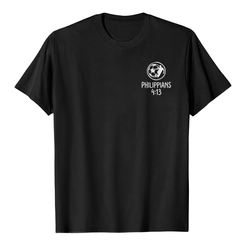 Christianartworkshop Philippians 4:13 Soccer Cross Premium Short Sleeve T-Shirt - image 4