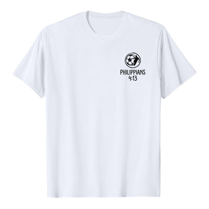 Christianartworkshop Philippians 4:13 Soccer Cross Premium Short Sleeve T-Shirt - image 7