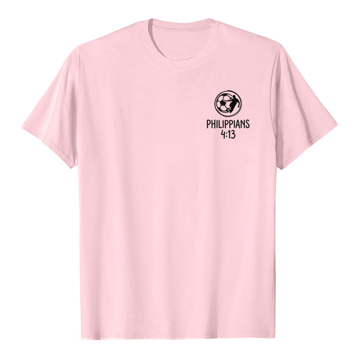 Christianartworkshop Philippians 4:13 Soccer Cross Premium Short Sleeve T-Shirt - image 10