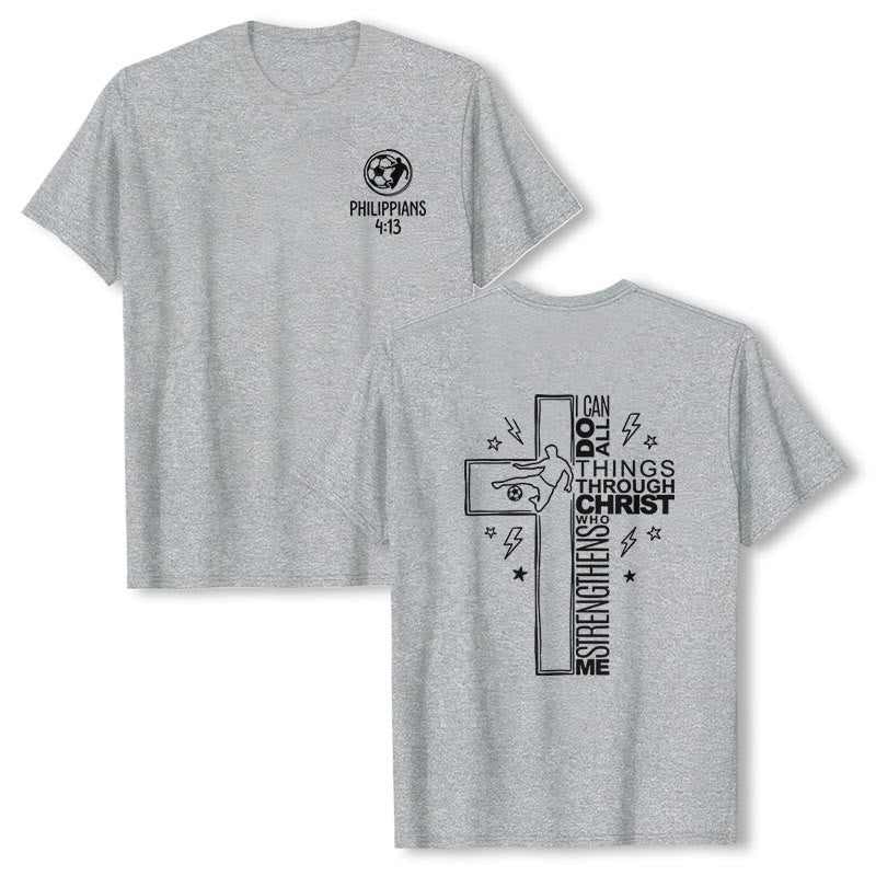 Christianartworkshop Philippians 4:13 Soccer Cross Premium Short Sleeve T-Shirt - Grey - 2XL - image 0