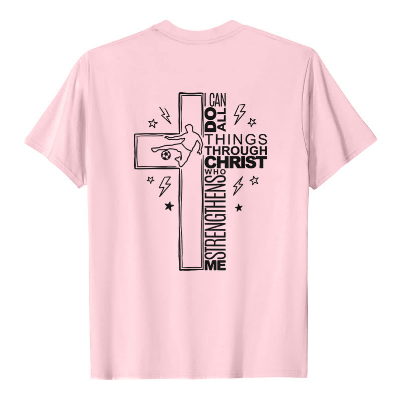 Christianartworkshop Philippians 4:13 Soccer Cross Premium Short Sleeve T-Shirt - image 11