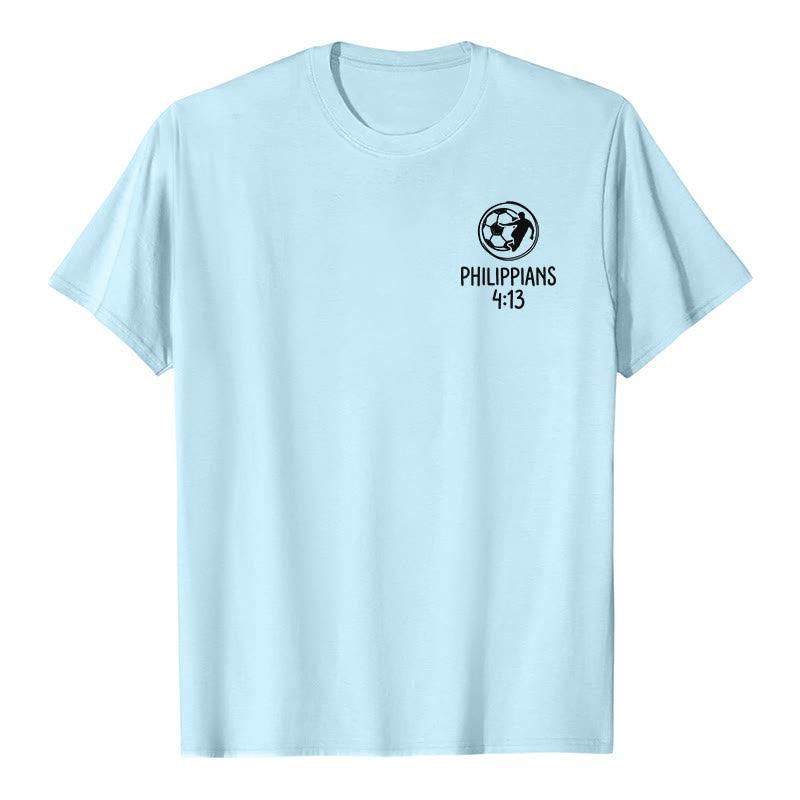 Christianartworkshop Philippians 4:13 Soccer Cross Premium Short Sleeve T-Shirt - image 22