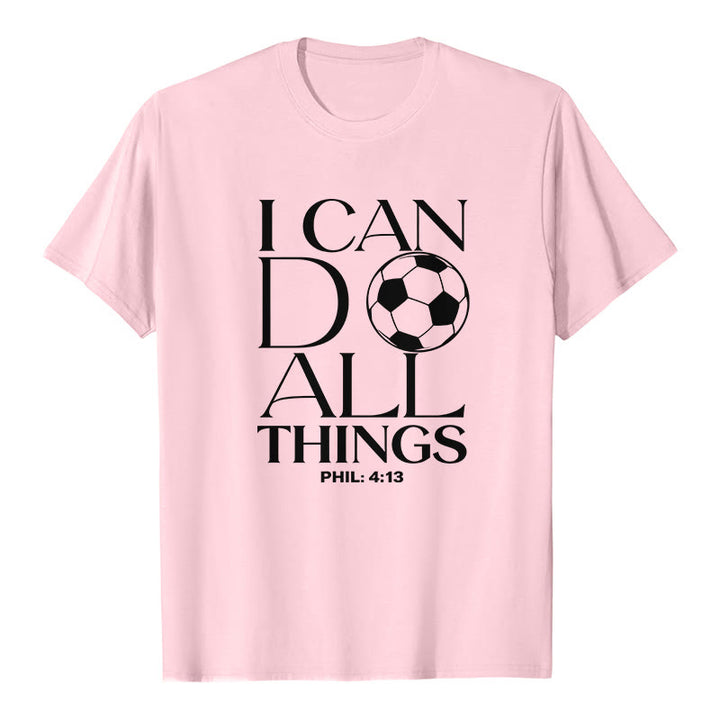 Christianartworkshop  Phil 4:13 I Can Do All Things Soccer Premium Short Sleeve T-Shirt - Pink - 2XL - image 3