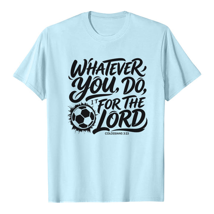 Christianartworkshop Whatever You Do, Do It For The Lord Soccer Verse Premium T-Shirt - Blue - 2XL - image 5