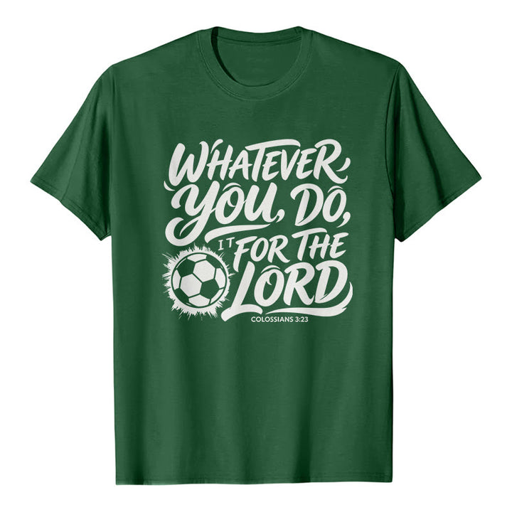 Christianartworkshop Whatever You Do, Do It For The Lord Soccer Verse Premium T-Shirt - Dark Green - 2XL - image 4