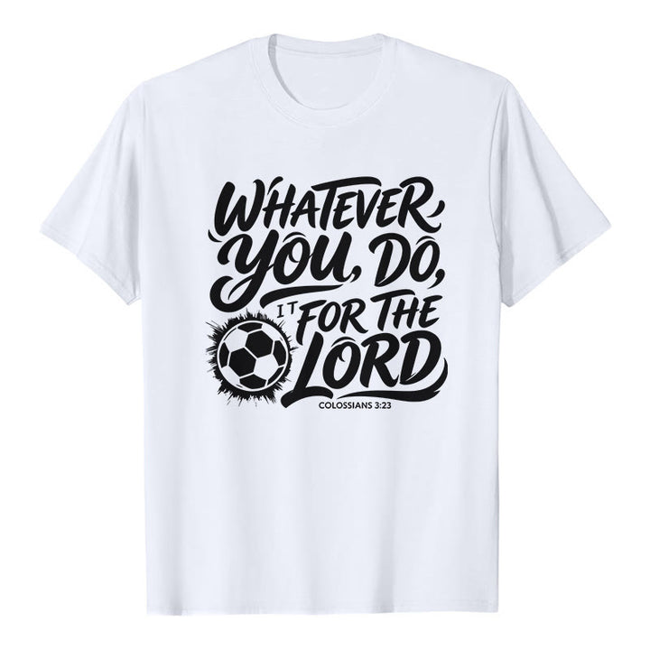 Christianartworkshop Whatever You Do, Do It For The Lord Soccer Verse Premium T-Shirt - White - 2XL - image 0