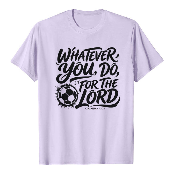 Christianartworkshop Whatever You Do, Do It For The Lord Soccer Verse Premium T-Shirt - Purple - 2XL - image 2