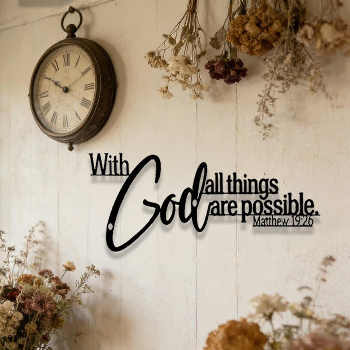 Christianartworkshop Mathew 19:26 Scripture With God All Things Are Possible Metal Wall Decor - image 1